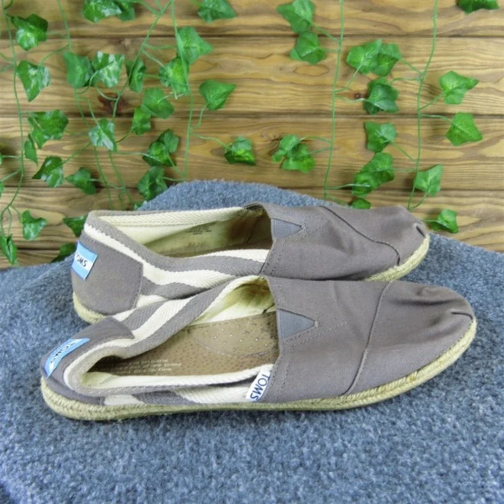 TOMS Women Striped Espadrille‎ Gray Fabric Sz 10 Medium  Used 2025